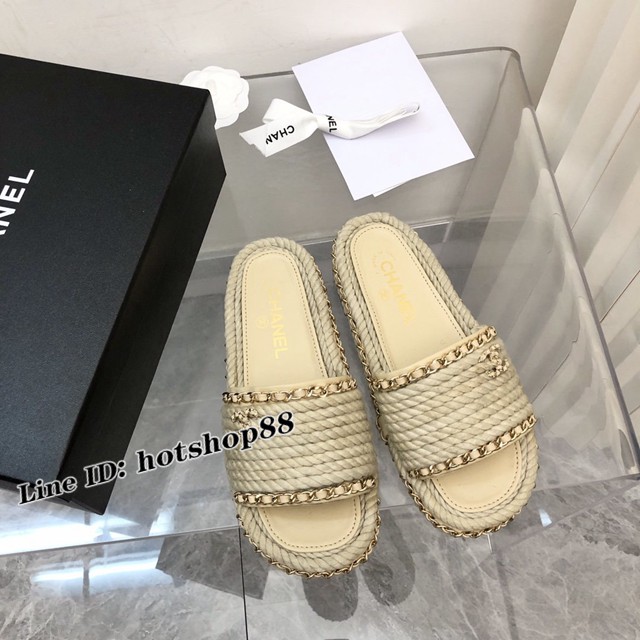 Chanel全網專櫃大爆款 香奈兒2022早春新款蜜兒鏈條拖鞋 dx3248